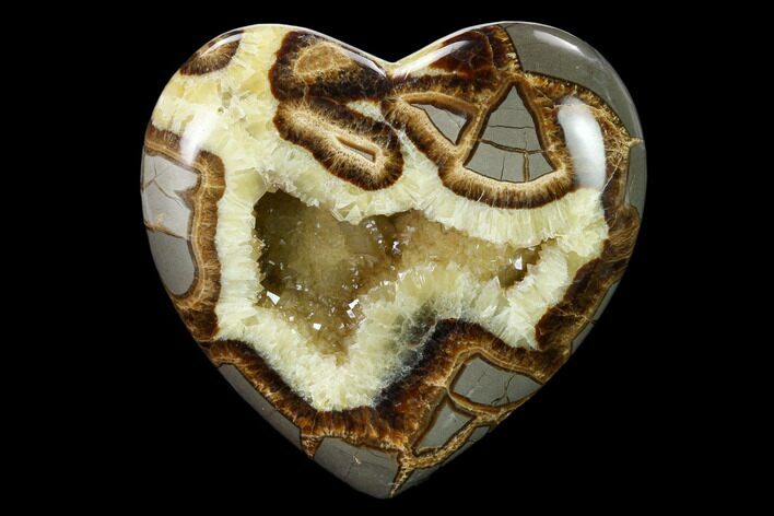 Polished, Utah Septarian Heart - Beautiful Crystals #160176